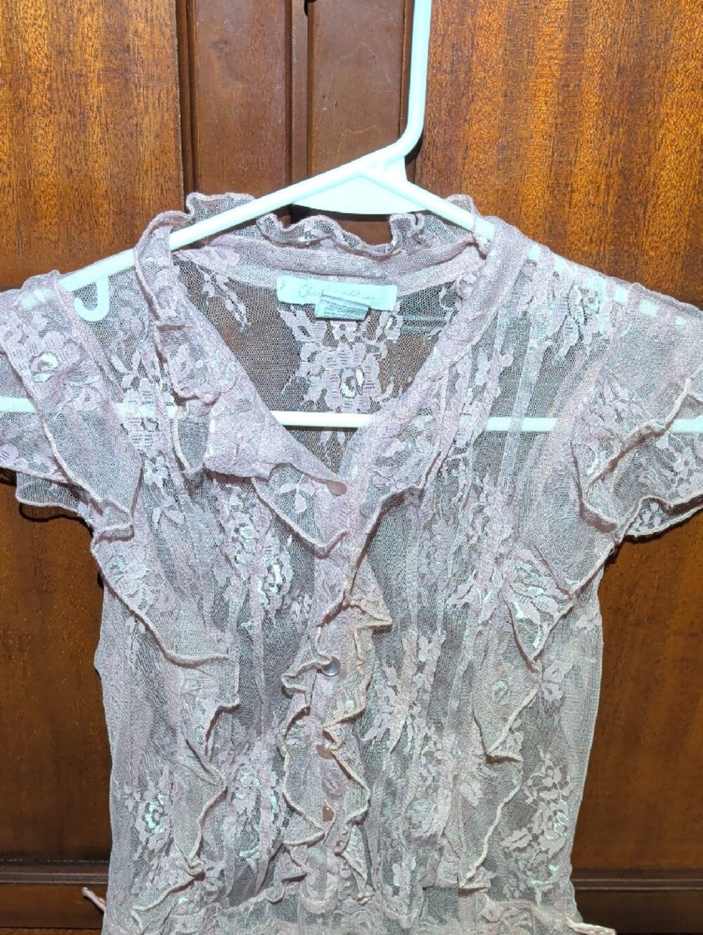 Delicate Pink Lace Ruffle Sleep Top - Picture 3 of 9